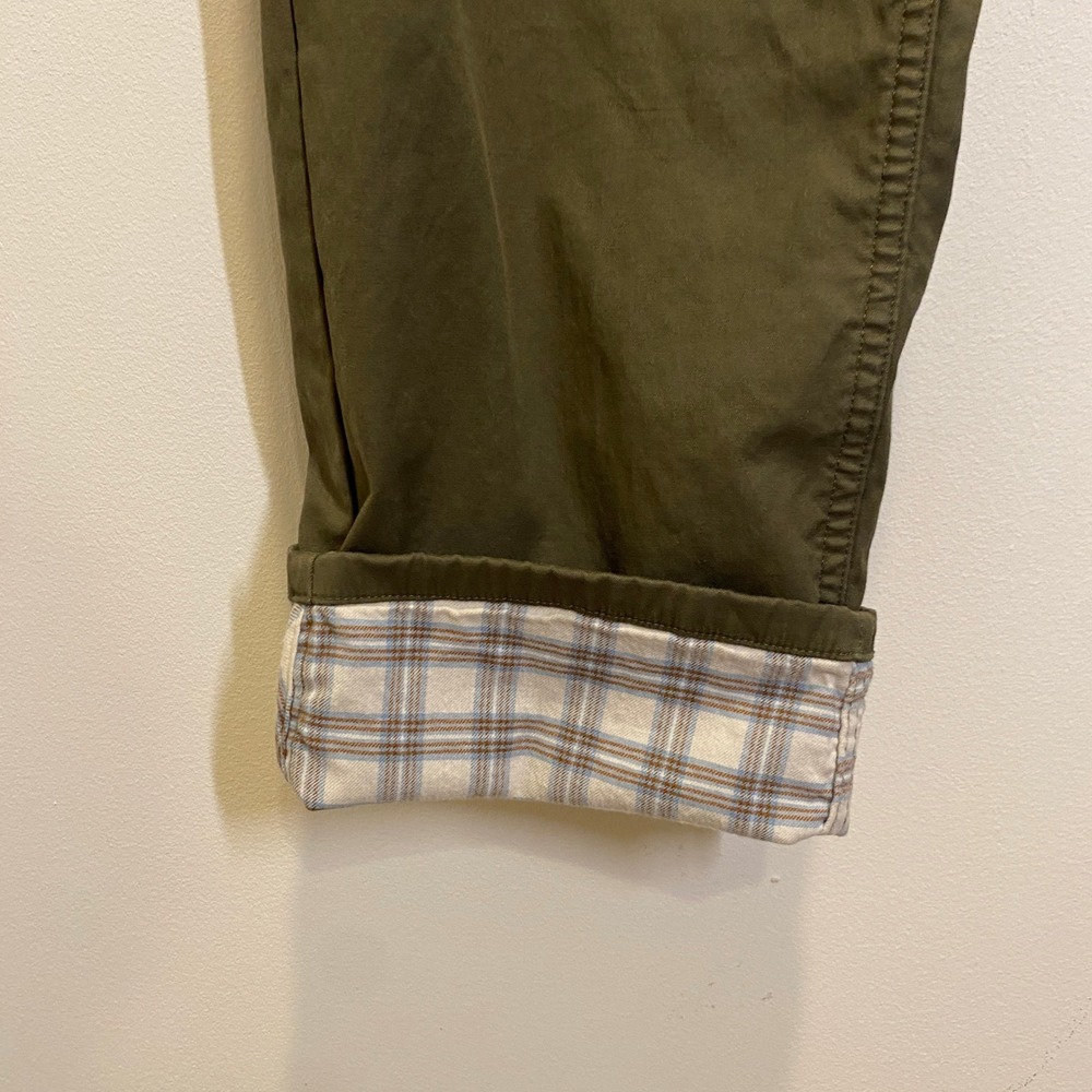 Bonobos Chinos Mens 33x32 Olive Excellent Plaid Flannel Lined Athletic Fit - Picture 4 of 10